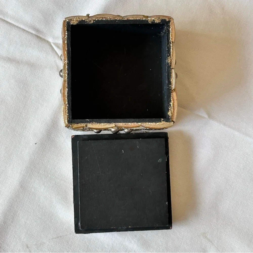 Beaded Jewelry Box with Gold Accents